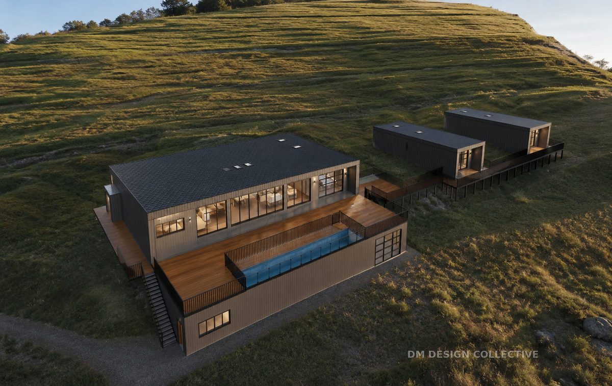 Blue Johanna Road residence render — new home design and permit documentation, VIC