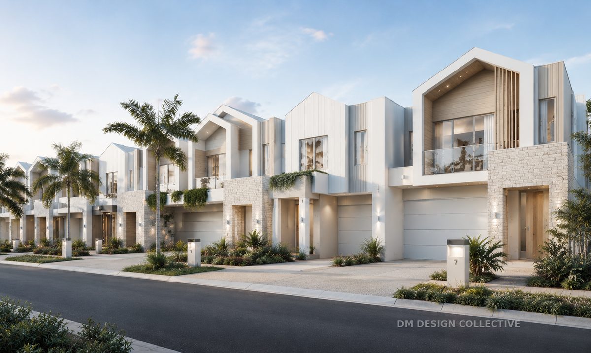 Caboolture townhouse development render — multi-dwelling design, Moreton Bay QLD