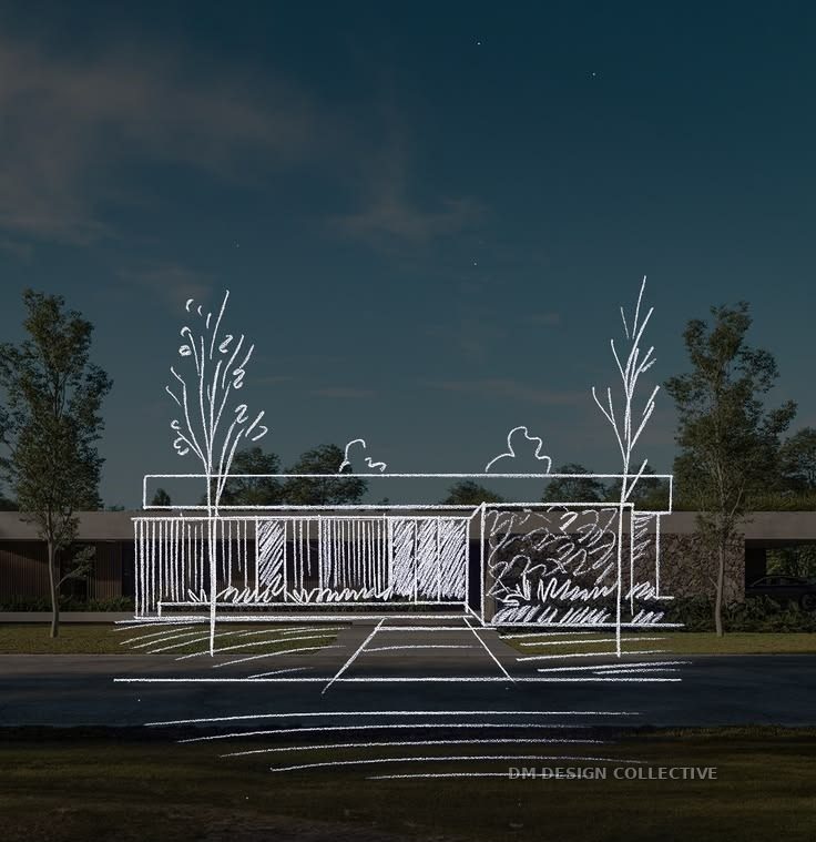 Concept feasibility sketch over site photograph