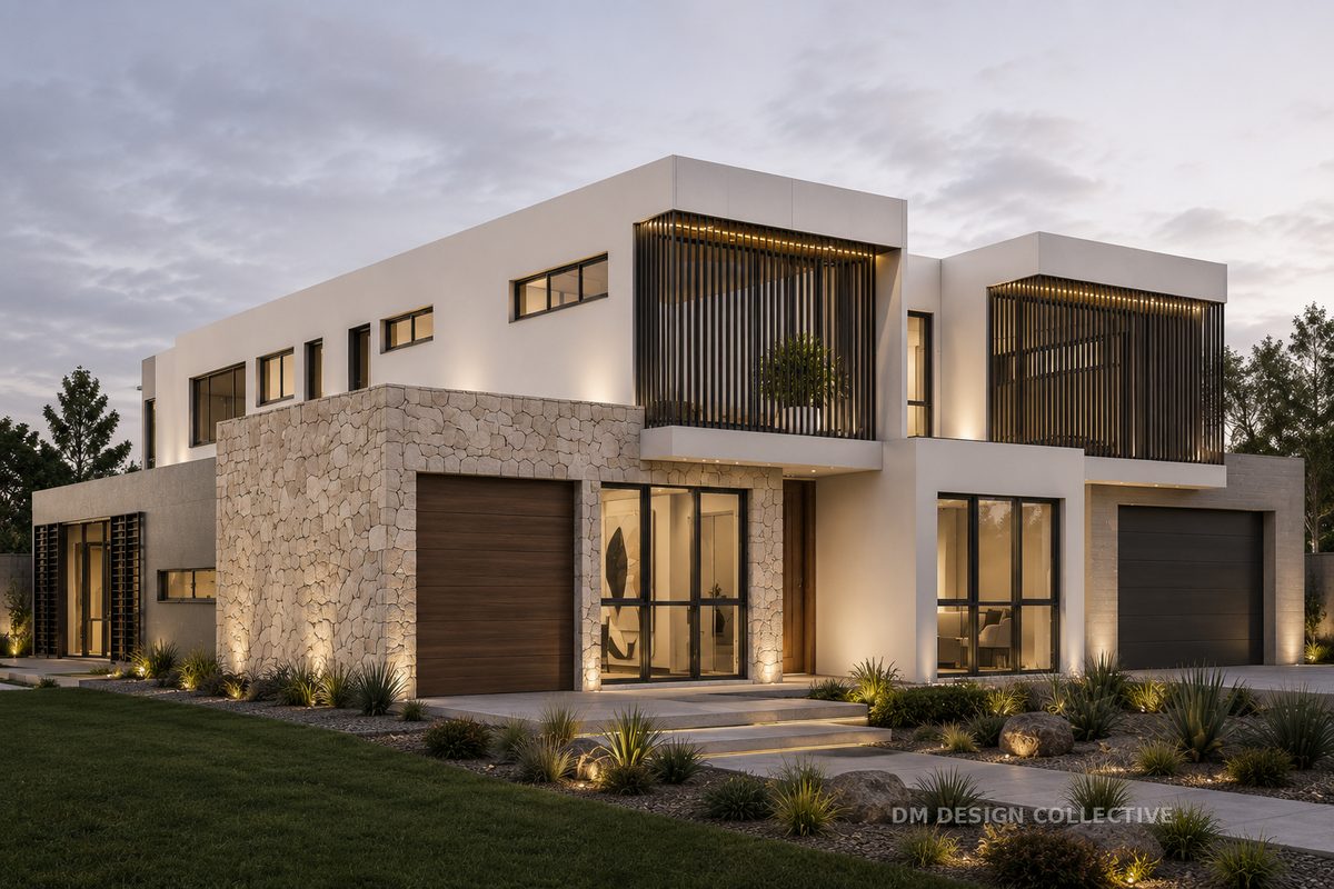 Robina duplex render — dual occupancy development, Gold Coast QLD